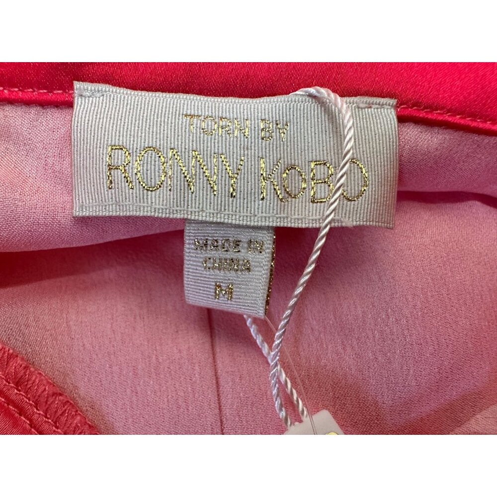 Ronny kobo Jones dress Women Medium Orange Sunset Mini Long Sleeves Button Down - Picture 6 of 16